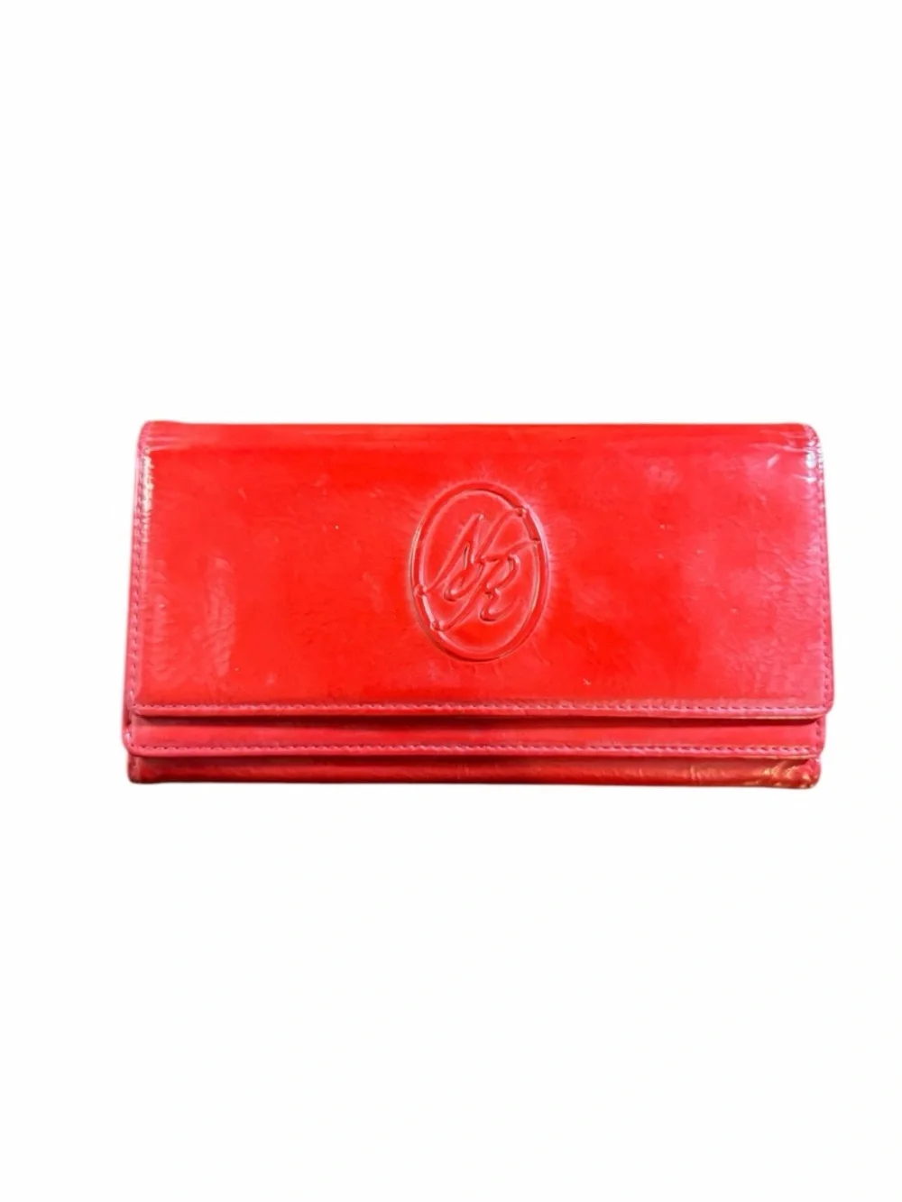 Vintage Nina Ricci Red Leather Continental Wallet Embossed NR Logo - Picture 1 of 6